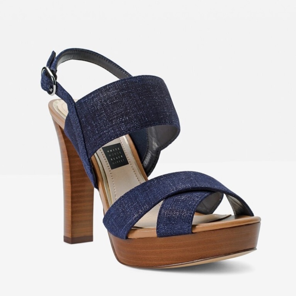 NWOB Chambray Suede Criss Cross Platform Heels